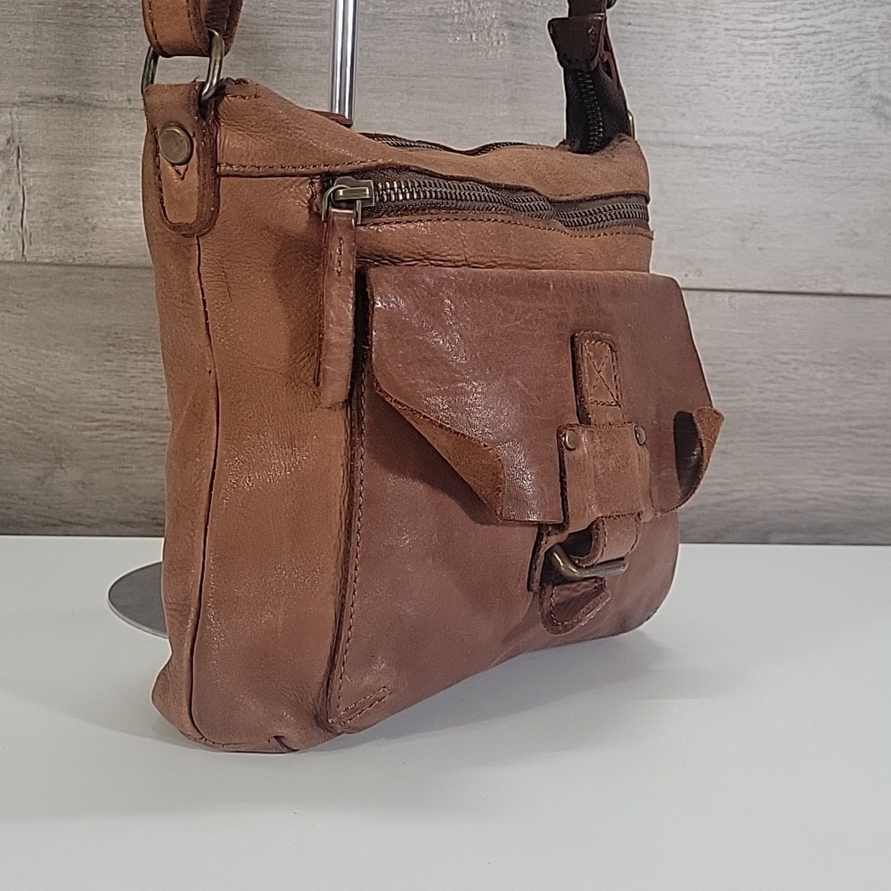 Harbour 2Nd for Anthropologie Leather Crossbody Messenger Bag - Brown - Picture 3 of 14